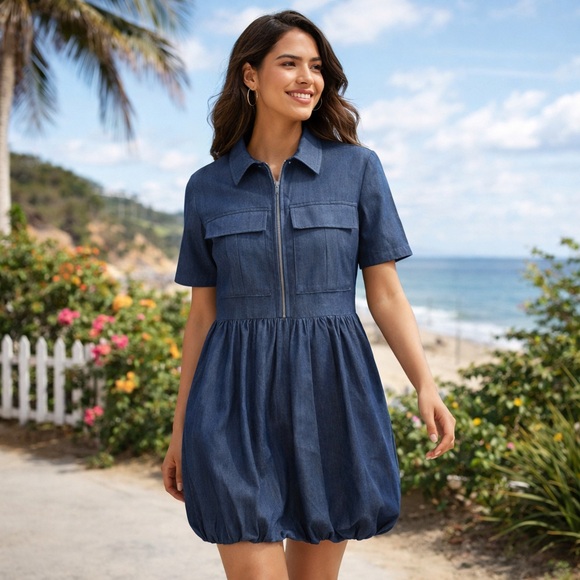Anthropologie Dresses & Skirts - NWT Anthropologie Maeve Denim Zip Front Mini Dress, size XS